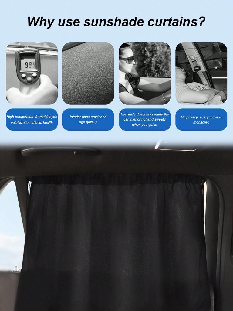 Car Sun Shades with Suction Cups, UV Heat Insulation Privacy Window Covers, Easy Install