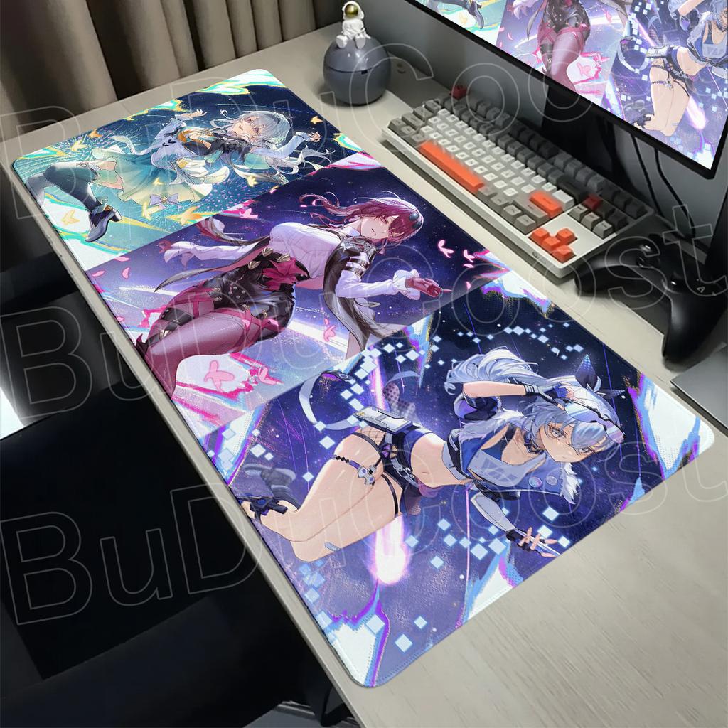 Gaming Honkai Star Rail New Desk Pad XXL Anti-slip Rubber Keyboard Cabinet Mausepad 400x900mm Firefly Computer Office Mouse Mat