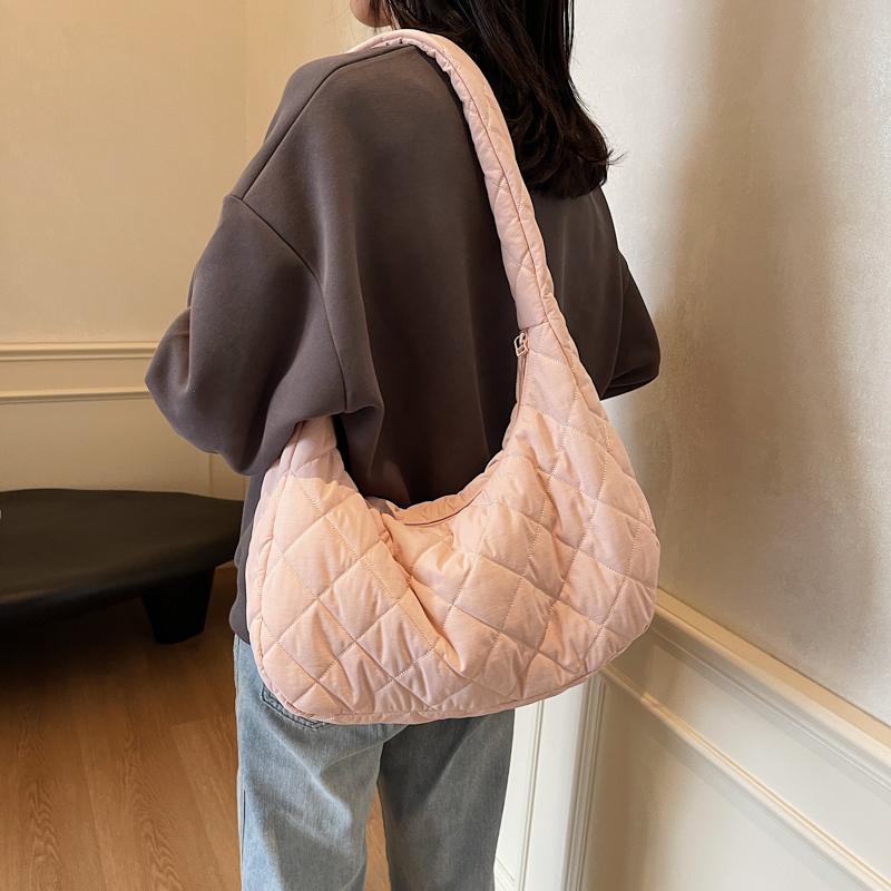 Diamond Embroidery Tote Bag Shoulder Bag Women Solid Color Large Capacity Crossbody Bag