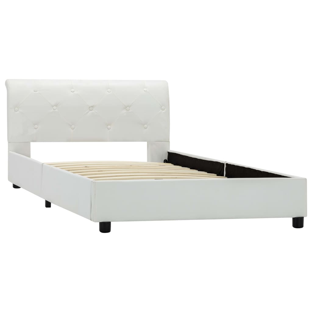 White Faux Leather Bed Frame 100*200 Cm