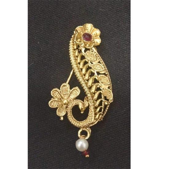 RSINC Moti Estilizado con Cuentas Maravillosa Joyería Marathi Nath/Anillo de Nariz para Mujeres/Niñas (Presiona sobre Nath) Tamaño- 4 Cm |D1