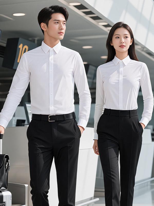 Unisex bügelfreies Baumwoll-Stretch Langarmhemd für professionelle Business-Kleidung