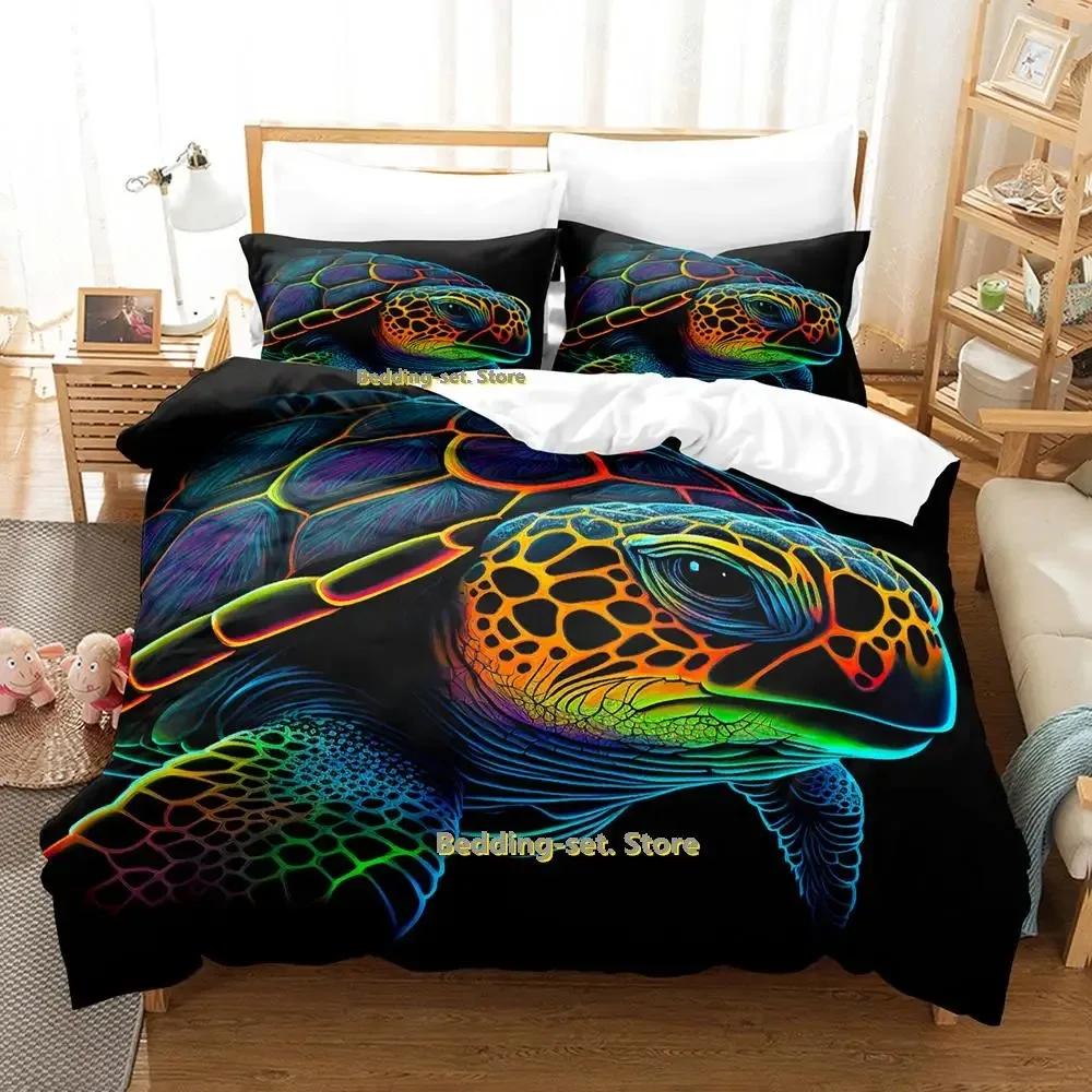 2023 World Turtles Turtle Island Bedding Set Cartoon Anime Three-piece Set Adult Kid Bedroom Duvetcover Sets 3D Kawaii Animal