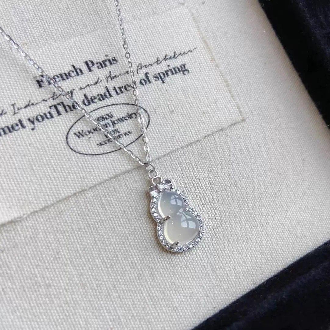 Bow Gourd Necklace Pendant Collarbone Chain серебряный