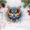 Hand Painted 2D Owl Wind Chime Metal Outdoor Hanging Decor for Garden Patio Balcony Weather Resistant Vibrant Colors Intricate Feather Design