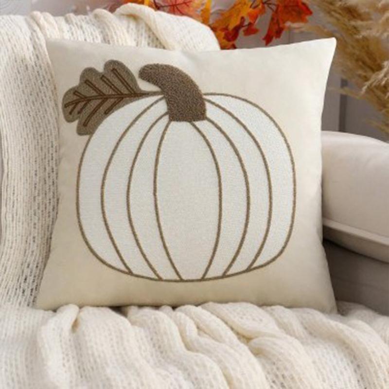 Halloween Thanksgiving Pillowcase Pumpkin Embroidered Velvet  Pillow Case Sofa Car Bedroom Decorative Cushion Cover
