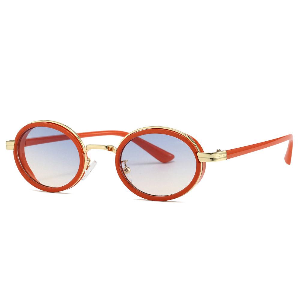 

Неполяризованные шикарные овальные модные солнцезащитные очки для женщин и мужчин - винтажный стиль стимпанк с металлической оправой, градиентные линзы, идеально подходят для уличной одежды и путешествий