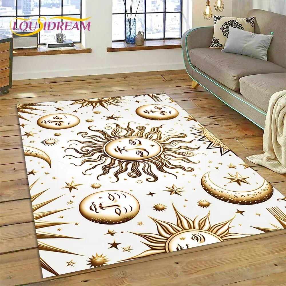 Mystic Tarot Sun Moon Mandala Area Rug – Spiritual Art Carpet for Bedroom or Living Room – Non-Slip Magic Floor Mat, Home Decor