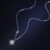 Sterling Star Moon Pendant Necklace Women Six Point Constellation Charm Delicate Chain