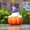 Autumn Seasonal Decorations Halloween Ghost Figurine, Cute Spooky on Pumpkin Decoration, Resin Small Festive Crafts Tabletop Ornament with Witch