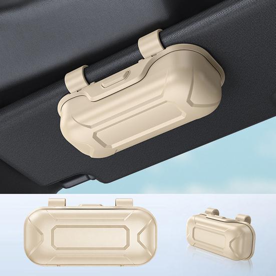 Car Visor Clip-On Storage Eyewear Case with Box Sun Visor Push-Open Cover Dustproof