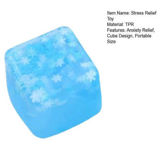 Clear Cube Squeeze Toy with Glitter Snowflake Anxiety Relief Stress Cube Sensory Toy Soft Stretchy Ice Cube Pinch Toy Party Favors