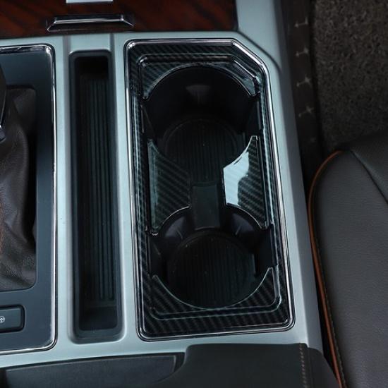 Carbon Fiber Front Water Cup Holder Panel Frame Trim Cover For Ford F150 2015 Up