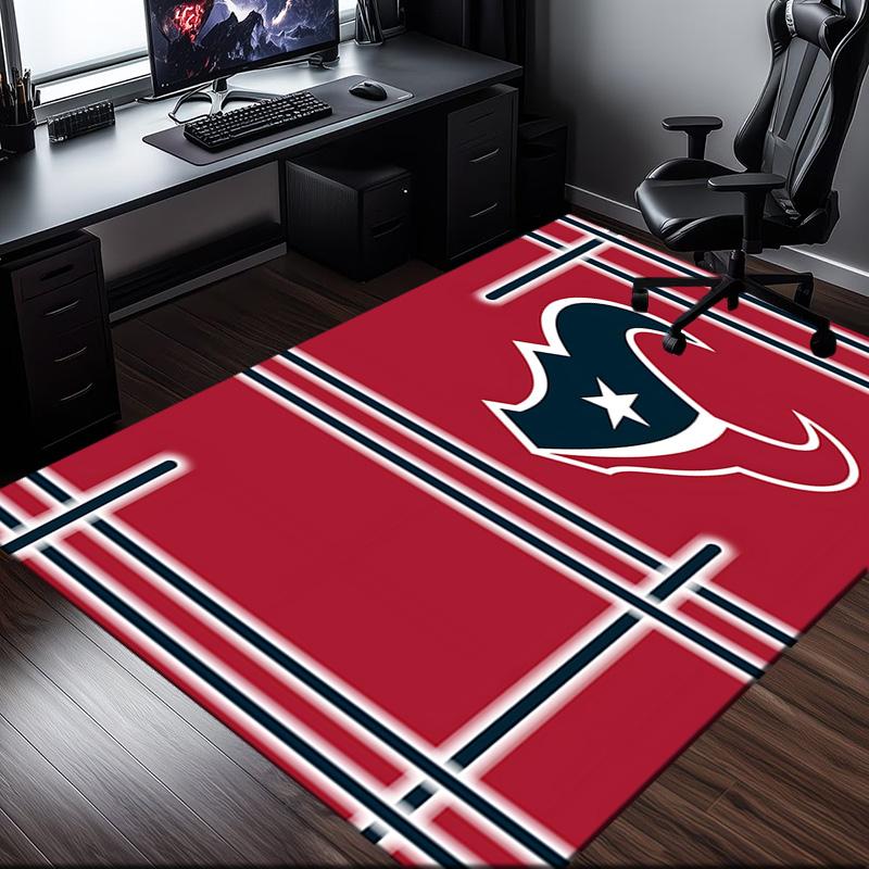 Houston-Texans Artwork Rug Office Carpet Non-Slip Mat, Chair Rug Floor Covering for Gaming, Bedroom, Living Room , Home Decor Christmas Gift