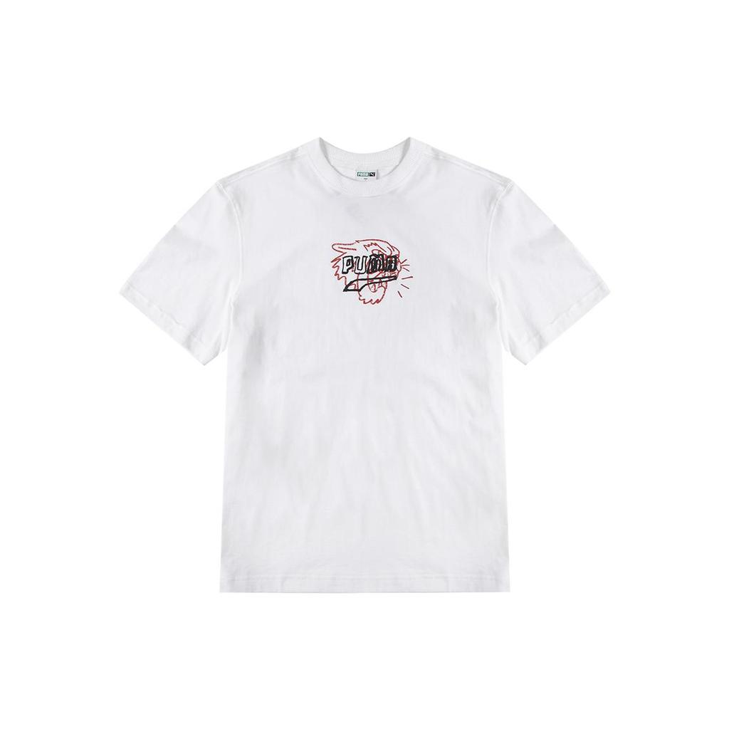 PUMA T Shirts Men's White Crew Neck Moderate 535411-02