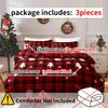 3-Piece Christmas-Themed Duvet Cover Set Hypoallergenic Fabric Checkered Elk Snowflake Print Design