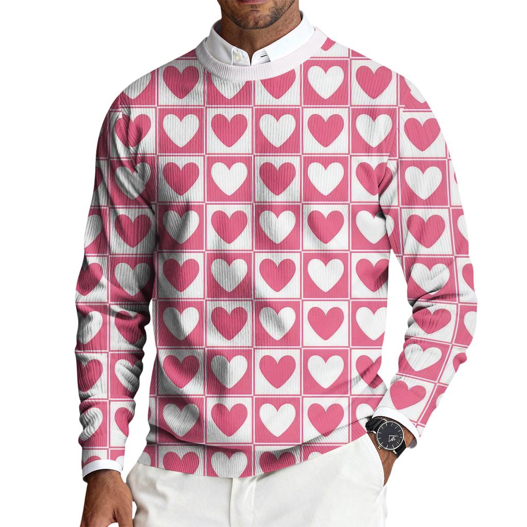 Men's Round Neck Long Sleeve Ribbed Knit Pullover
