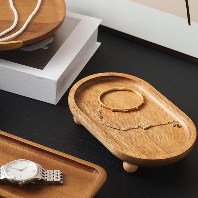 Traditional Japanese Elevated Serving Tray Natural Finish High Foot Display Tray for Food Fruits and Decors Storage