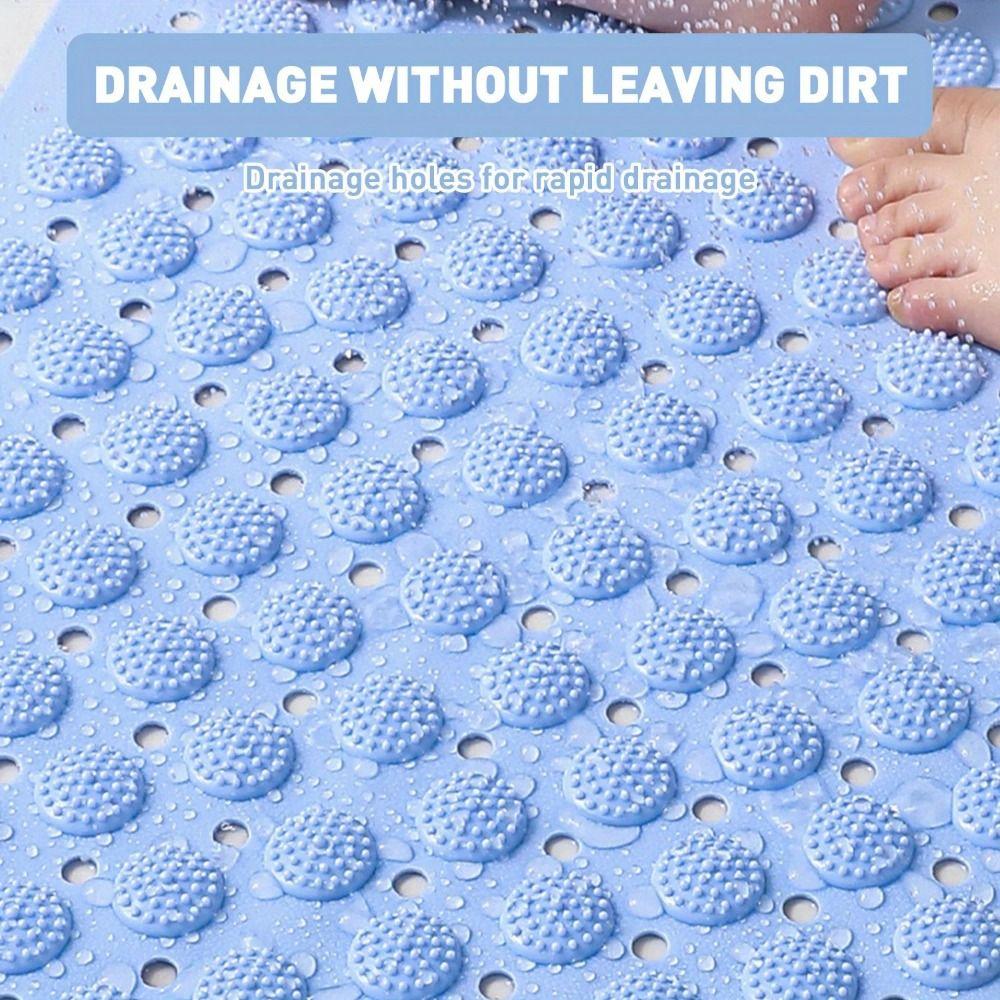 Rectangular Non-Slip Floor Mat Draining Hole Shower Foot Scrubber Foot Massage Pad  Bathtub