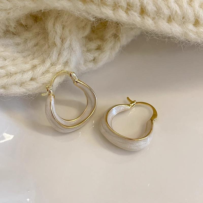 Feminine Temperament Circle Drop Glazed Earrings