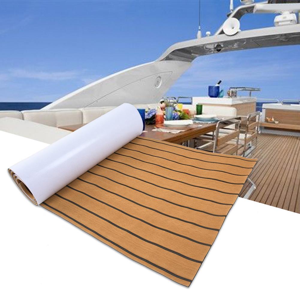 EVA Teak Decking Sheet Surfboard Boat Yacht Flooring Mat Carpet Pad (Brown & Black Strips)