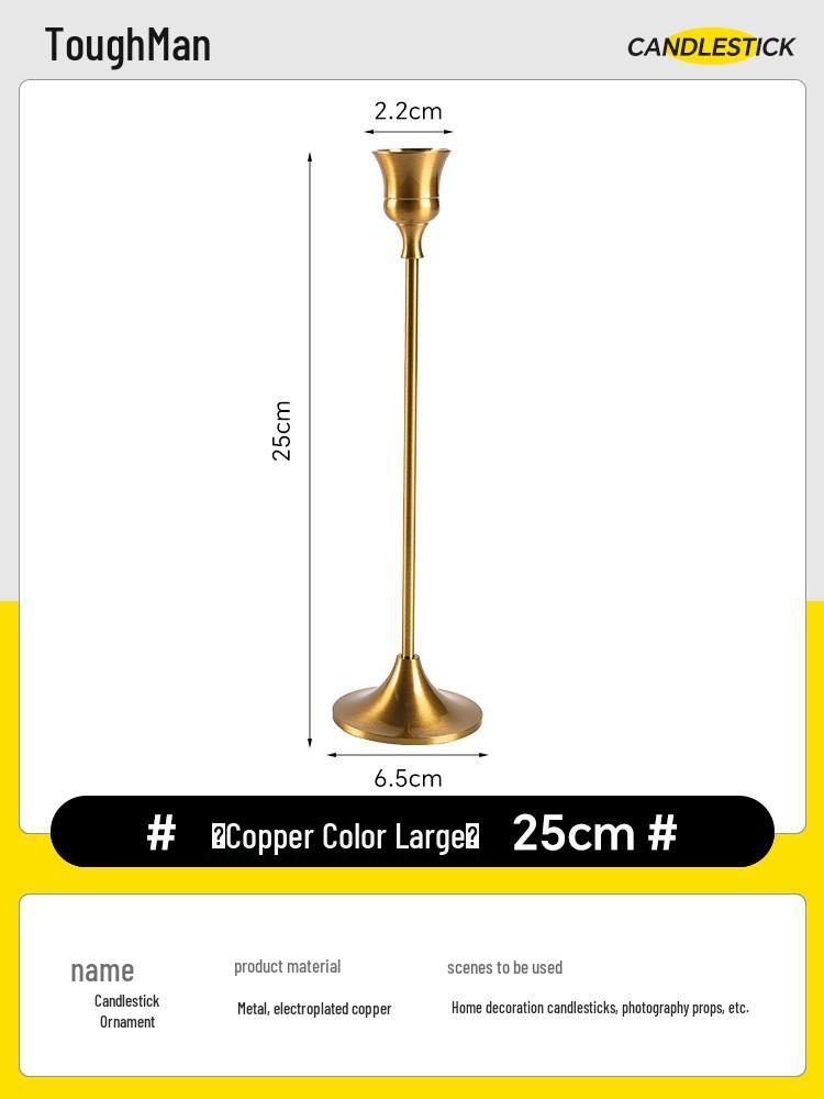 Gold Spiral Candlestick for Romantic Candlelight Dinner - Long, Smokeless, White Candle