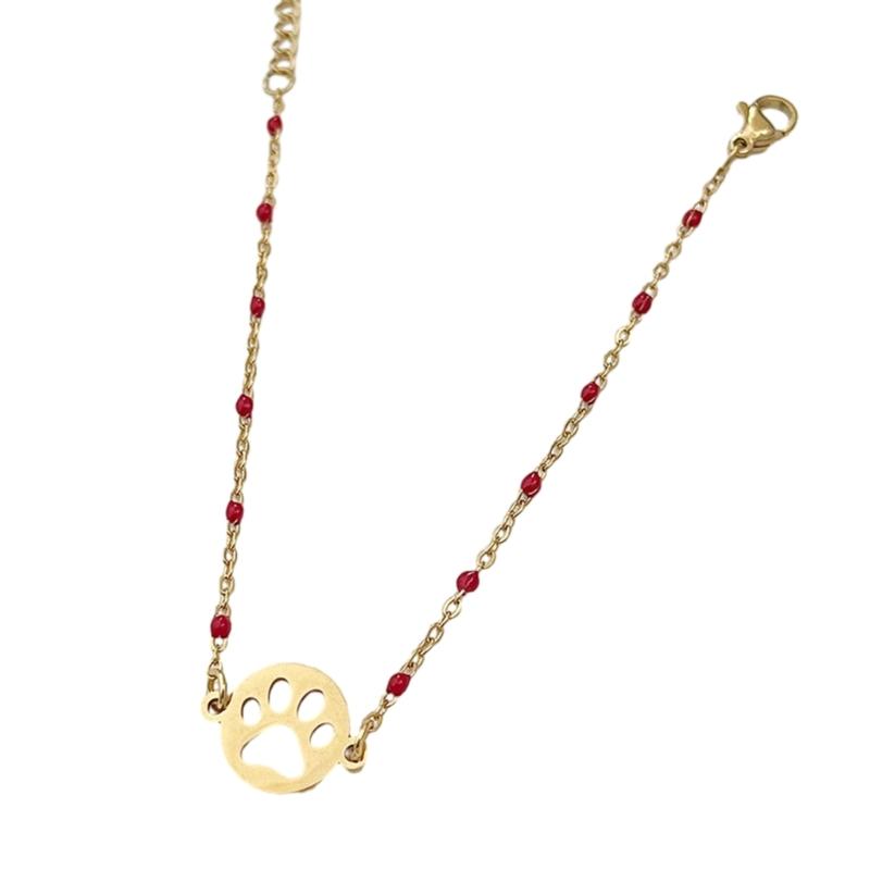 Sweet and Charming Bead Chain Bracelet Lovely Cat Paw Handchain Bohemia Bracelets for Women Girl Fashion Jewelry Gift