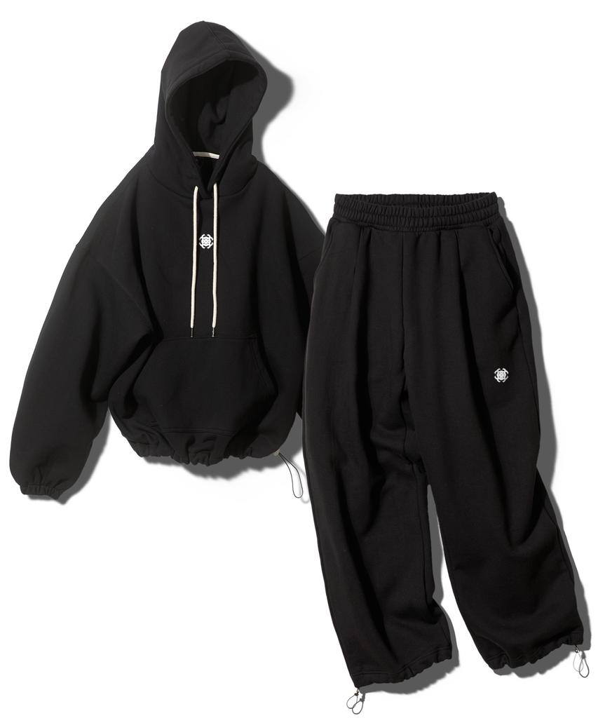 Symbol String Heavy Fleece-Lined Hoodie Setup - Black