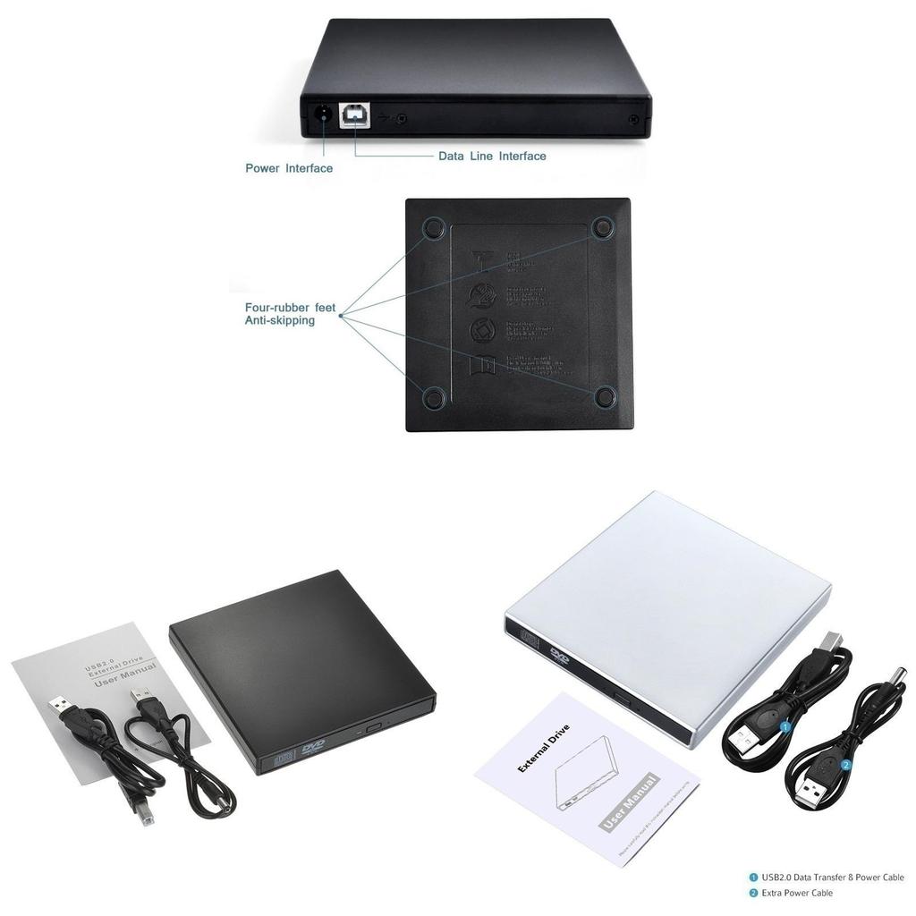 External Usb Cdrw Drive With 24x Burn Speed For Laptop Data Backup