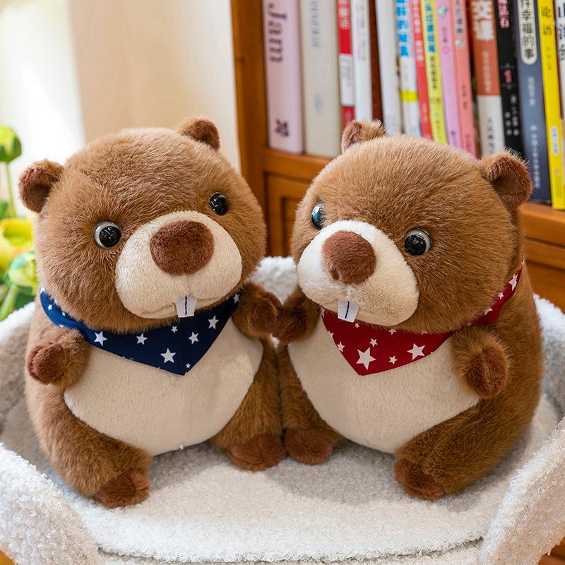 New Cute Scarf Groundhog Plush Doll Cute Gift for Children Comforting Doll Girls