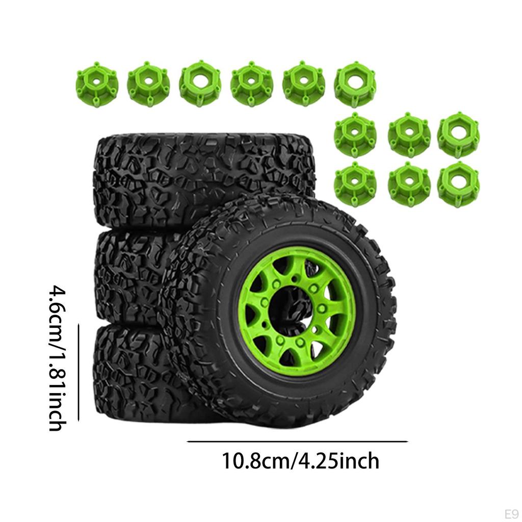 4 Pieces 1/10 RC Truck Wheels and Tires Accessories Spare Parts High Performance Durability Car