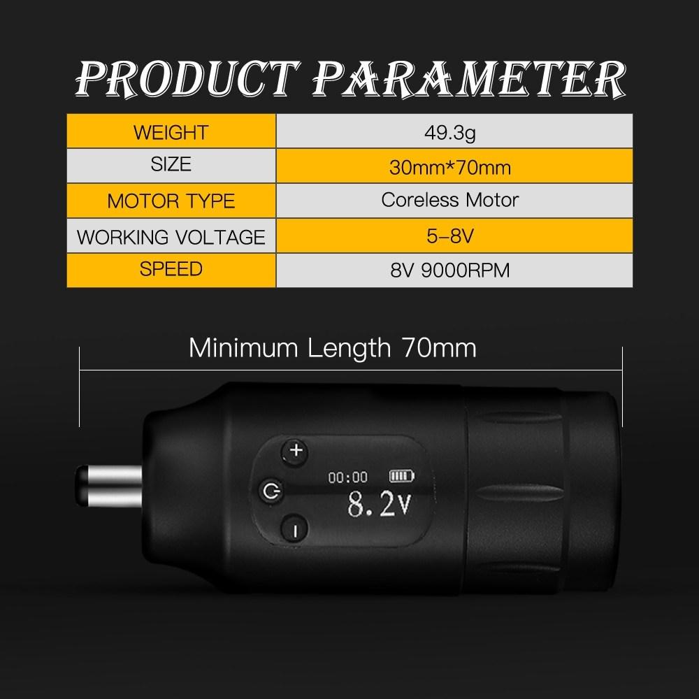 Easy Cordless Tattoo Machine Complete Kit, Rotation Speed Adjustable, Waterproof Battery Pen Set, Cartridge Needles for Body Art, 1.DC Black, 1 Piece