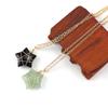 Hand-Wound Gold Natural Crystal Agate Pentagram Tiger Stone Star Necklace N583