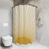 Mid Century Modern Sun Boho Shower Curtain, Retro Mcm Decor Funky Bathroom, Mustard Yellow Vintage Style Distressed Sunburst