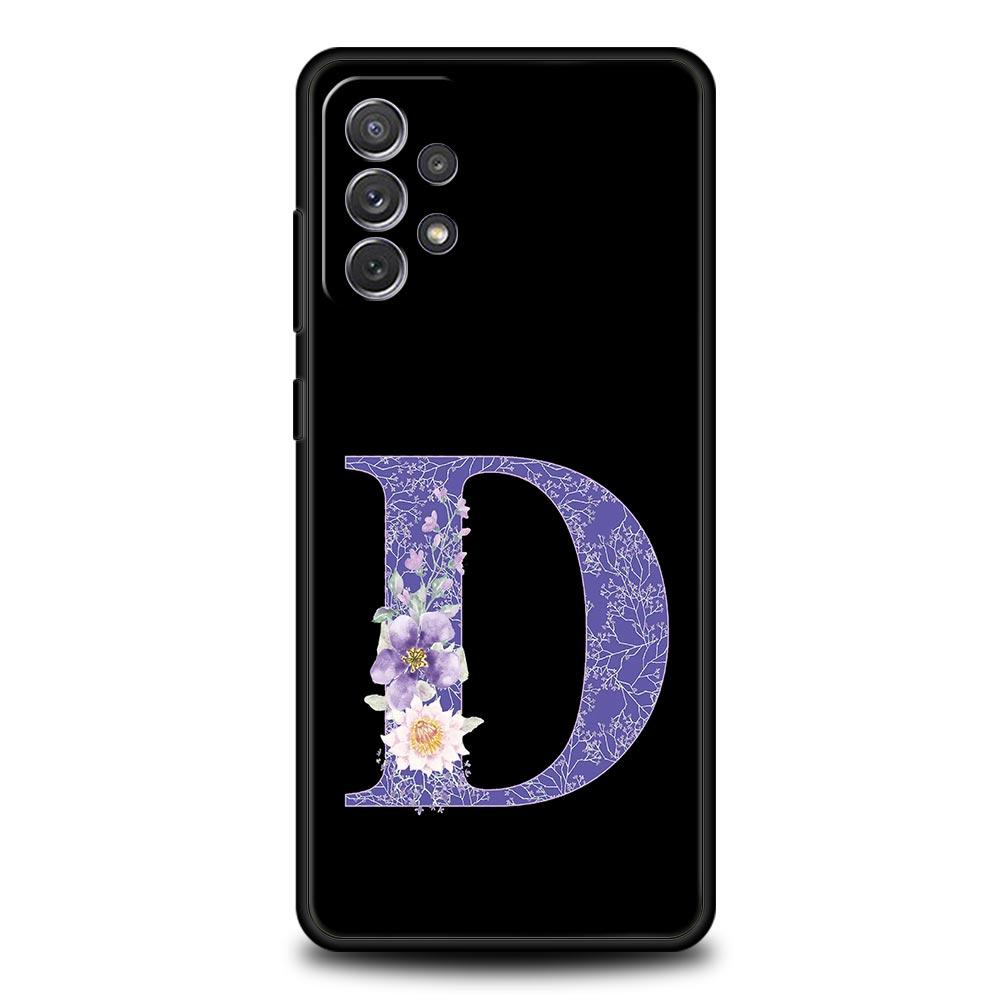 Letters Purple Flower Phone Case For Samsung Galaxy A17 A07 A55 A35 A25 A15 A05 A33 5G A31 A23 A21s A13 A41 A73 A53 A51 A71Cover