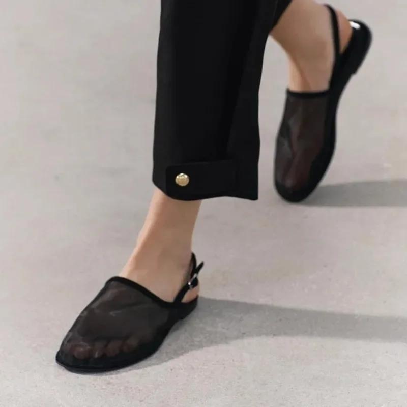 Hot Selling Solid Color High Quality Fashionable Women's Sandals Mesh Breathable Comfortable Back Strap Women's Shoes