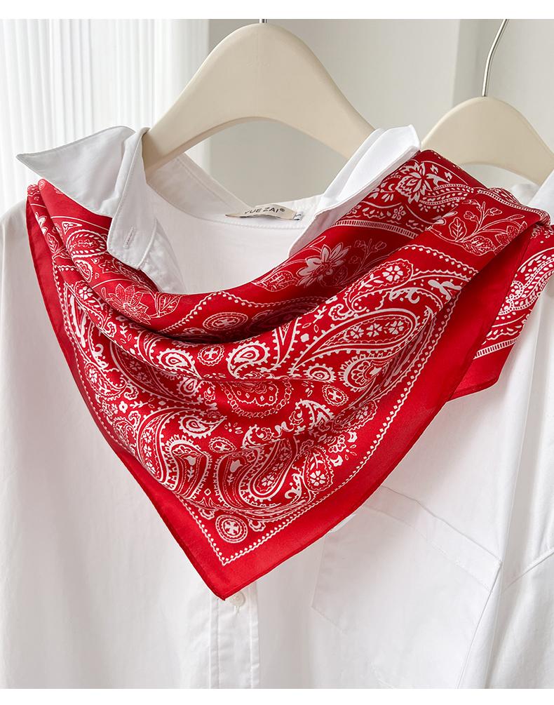Women S Vintage Black Paisley Silk Square Scarf For Neck Decoration