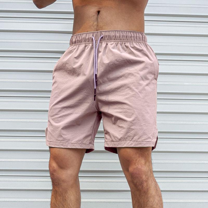 Men Shorts Light Weight Thin Short Pants Running Squat Fitness Shorts Men Wear Quick-drying Drawstring Shorts KTB M розовый