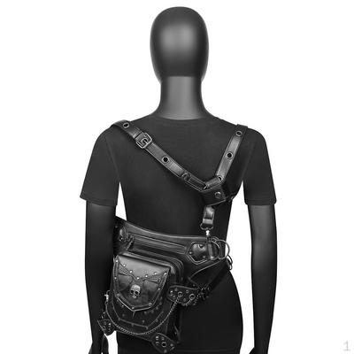 Gothic Steampunk Gürteltasche Herren Damen Oberschenkel Totenkopf Schwarz