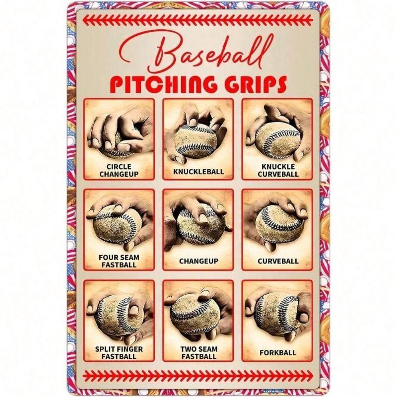 Metal Poster Baseball Pitching Catch Vintage Fan Gift