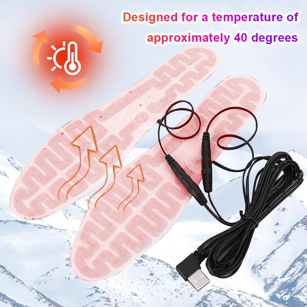5V USB Heated Insoles Electric Feet Warming Pad 10W Winter Outdoor Sports Heating Warm Insole for Men and Women Use (40-45 Size)