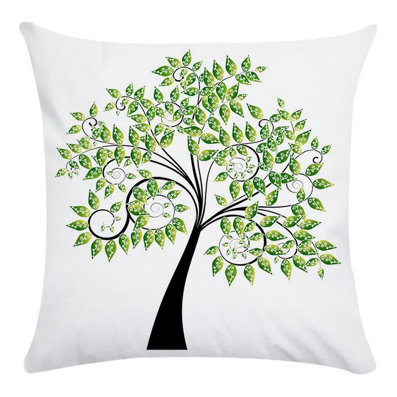 Creative Life Tree Pattern Digital Printing Short Plush Pillow Covers For Car Sofa Office Cushion Cover Home Goods