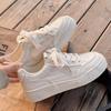 Women's White Board Shoes 2026 Summer Autumn Fashion Lace Up Student Platform Casual Shoes Breathable Comfortable Non Slip Flats