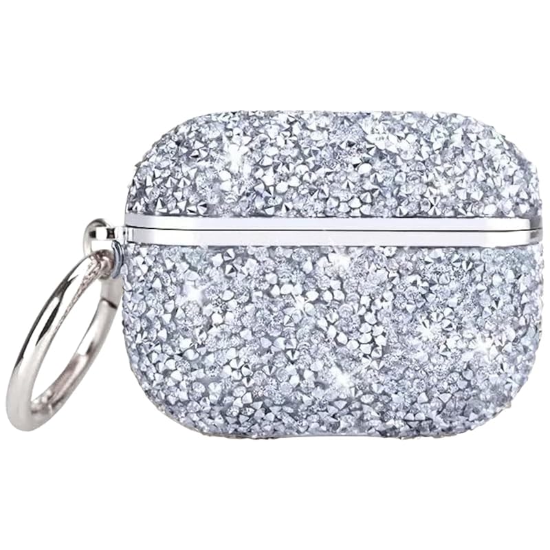 

Airpods pro case Fashionable South Korea pro2 cute Sparkling stone air pods hard plastic cover earphone case rhinestone (Silver (AirPodsPro1/2))