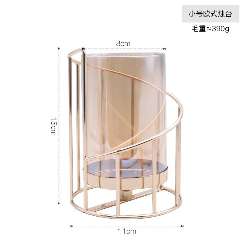 Romantic Candlestick Decoration Living Room Dining Table High-end Iron Candle Decoration Props Utensils Candle Jars with Lid