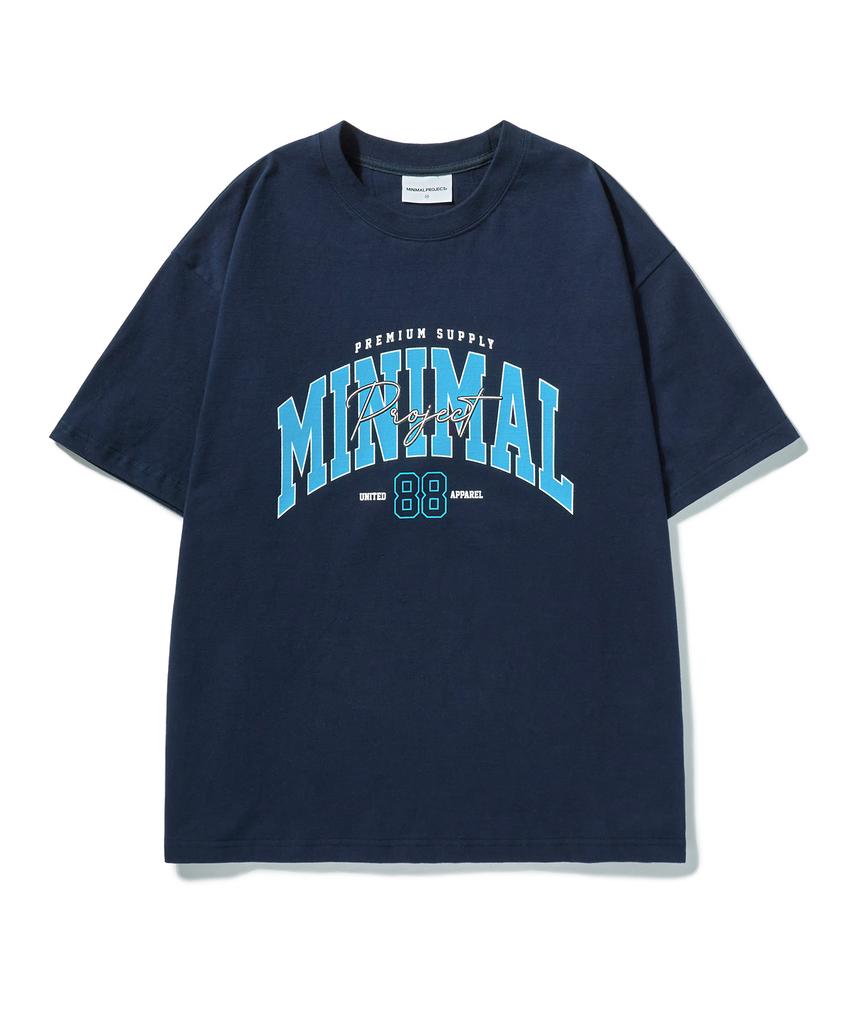 MINIMALPROJECT 88 Arch Logo Oversized Short Sleeve T-Shirt Mst150 [Navy]