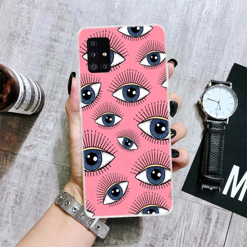 Lucky Blue Evil Eye Phone Case For Samsung Galaxy A14 A15 A13 A12 A54 A55 A53 A52 A04S A24 A25 A23 A22 A34 A35 A33 A32 A03S A02S