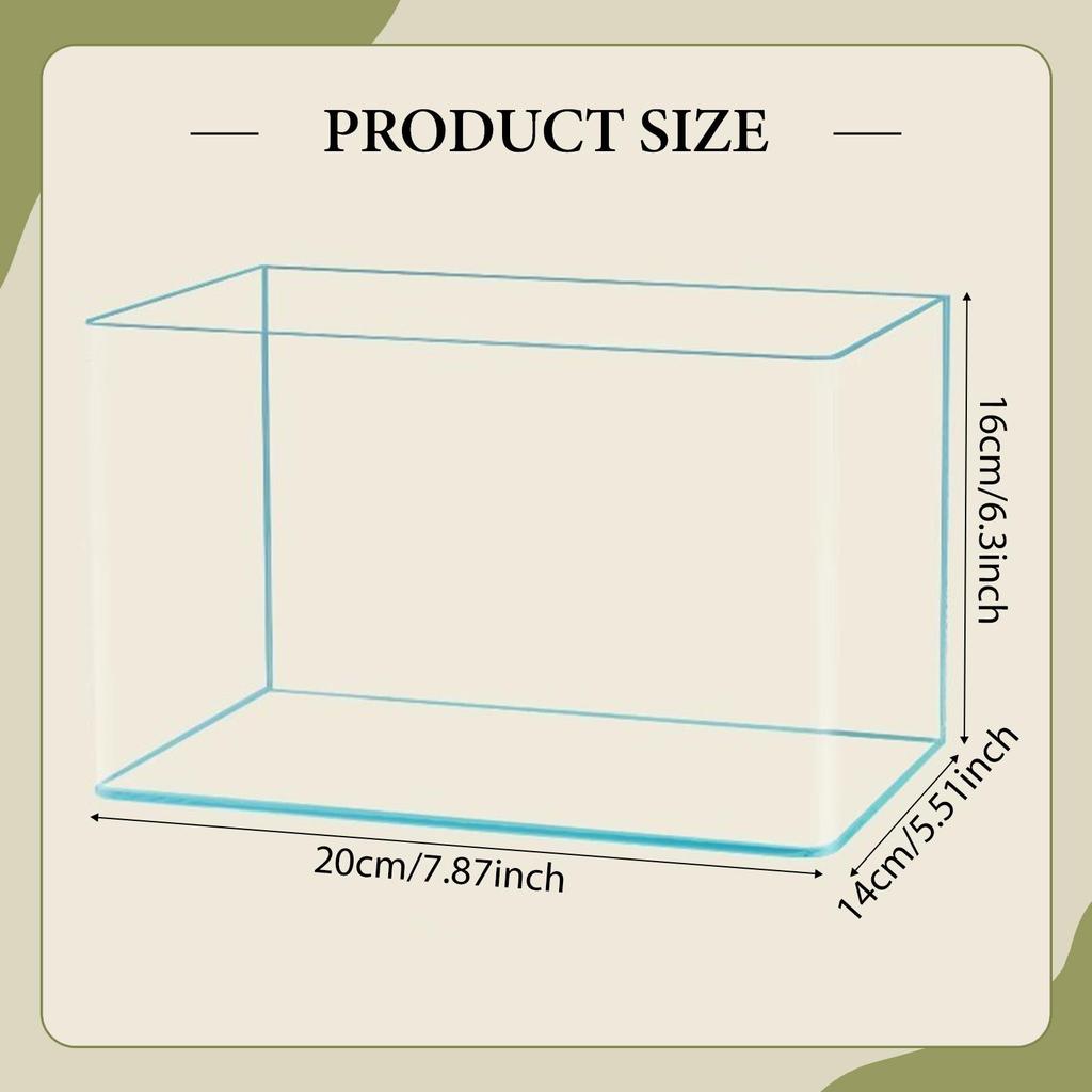 Clear Glass Fish Tank Aquarium Compact Aquatic Landscape Minimalist Turtle Tank for Bedroom Party Office Birthday Living Room