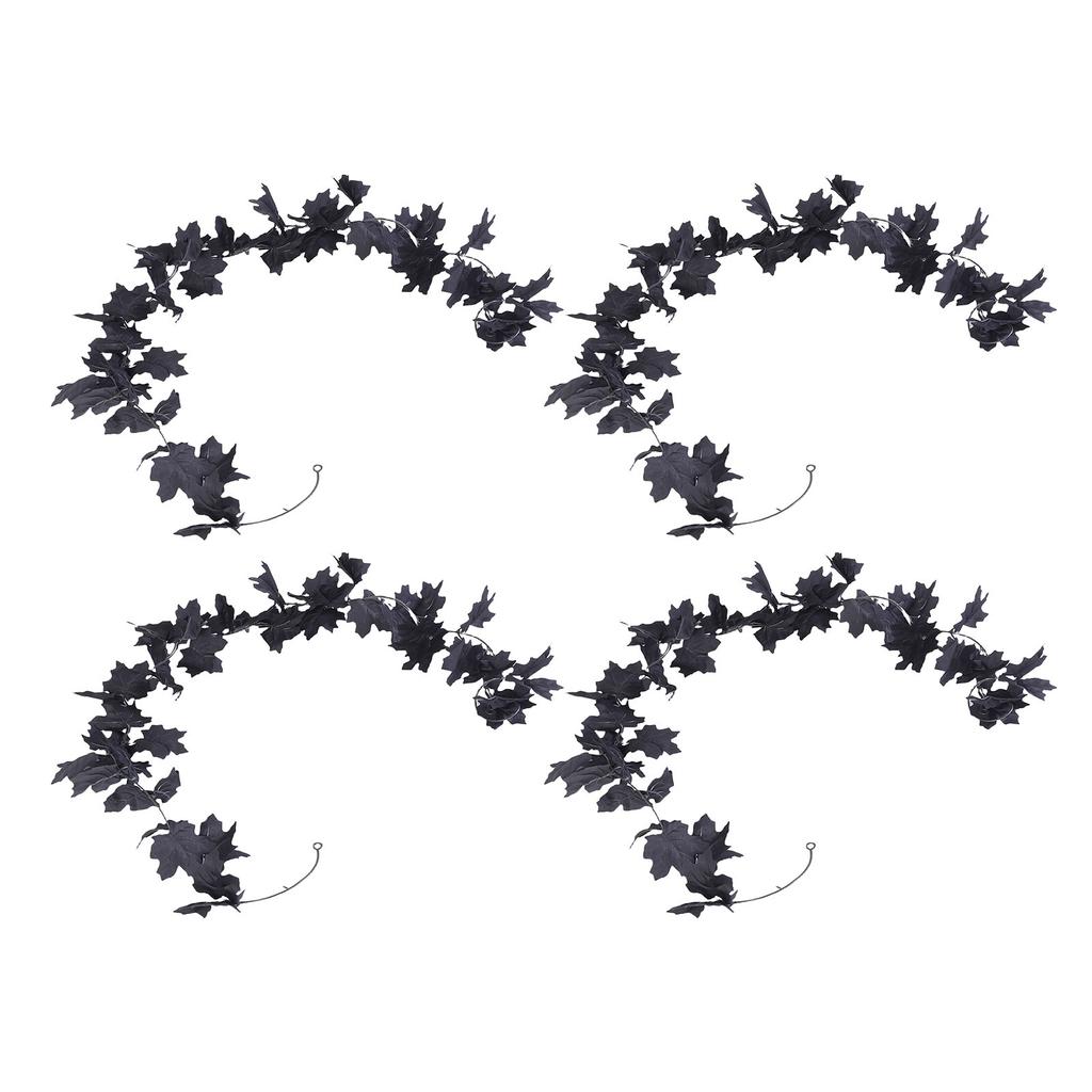 4pcs Fall Maple Leaf Garland Hanging Black Fall Leaves Vine Artificial Autumn Garland Decor for Home Party