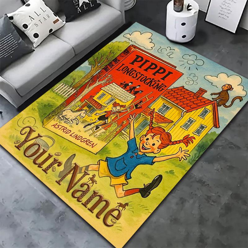 Pippi Longstocking Custom Name Carpet Rug for Living Room Bedroom Home Sofa Decoration,Kids play Non-slip Floor Mat